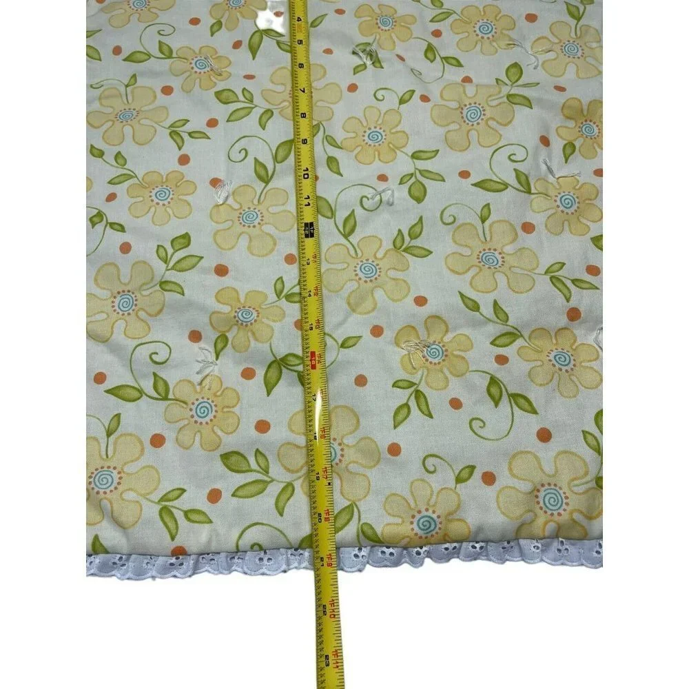 Vintage Handmade Baby Ruffle Yellow Floral Blanket